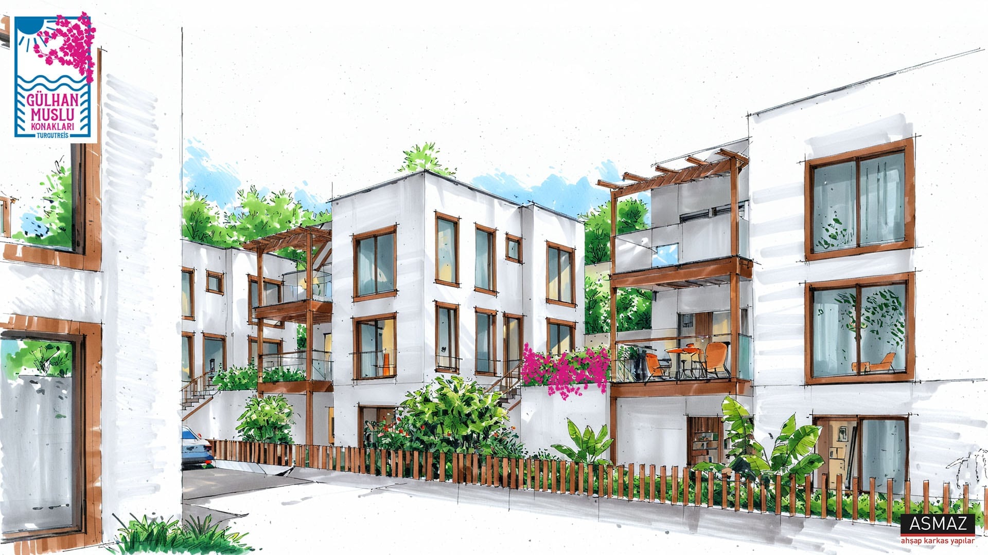 Gülhan Muslu Konakları ahşap villa render